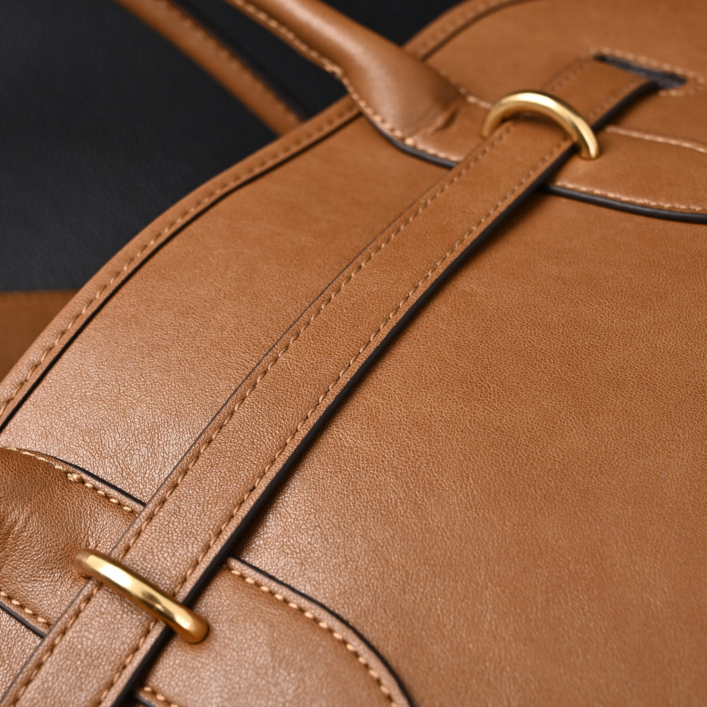 Miu Miu Leather Tote Bag – Elegant Caramel Brown
