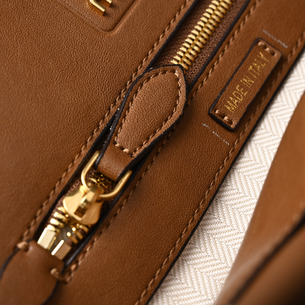 Miu Miu Leather Tote Bag – Elegant Caramel Brown