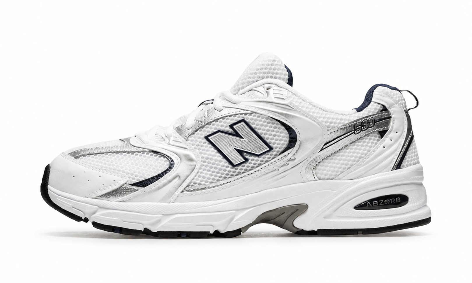 New Balance 530 white background hero — aftermath-nb530-530-white-grey-navy