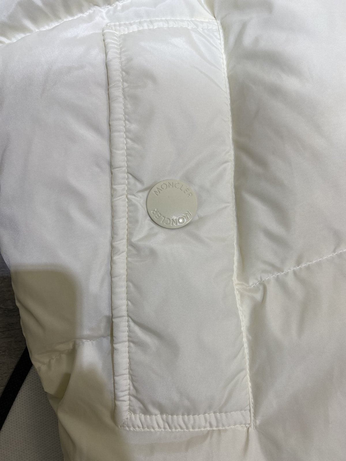 Moncler Women's Long Hooded Fur-Trim Down Coat — detail