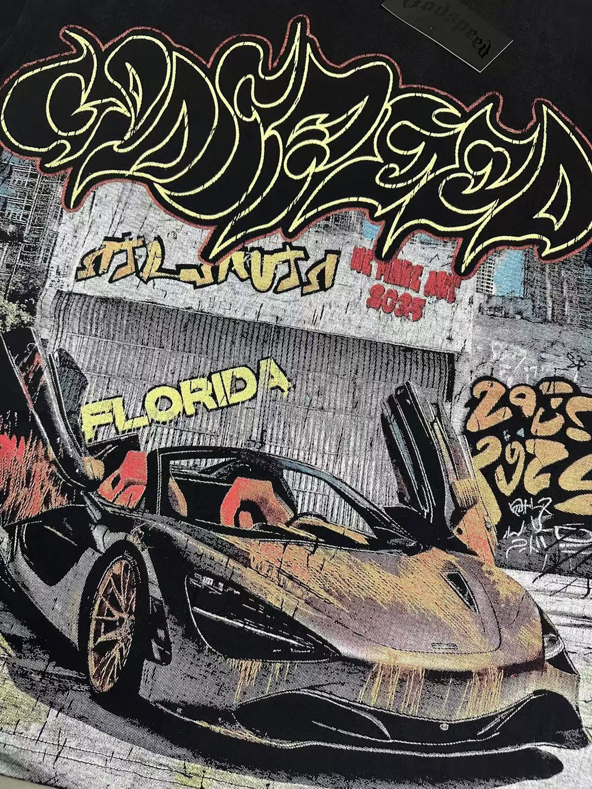 Godspeed Car Graffiti Graphic T-Shirt — detail