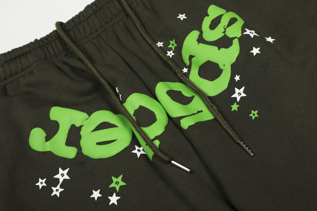 Sp5der Dark Olive Spider Web Star Matching Set — detail