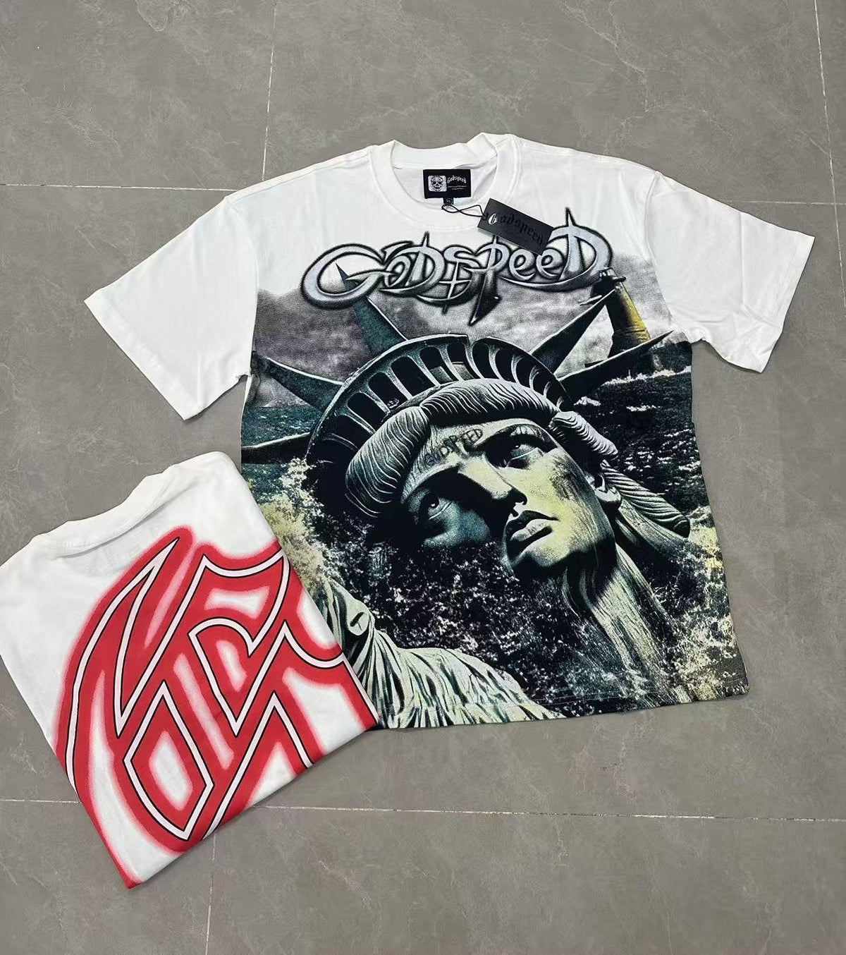 Godspeed Statue Graphic T-Shirt — context