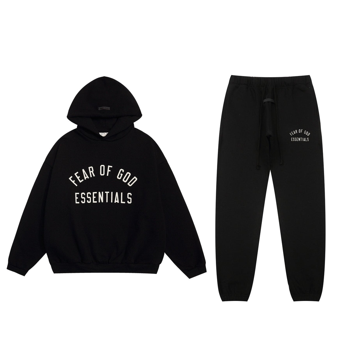 Fear of God Essentials Arched Graphic Hoodie in Black — context