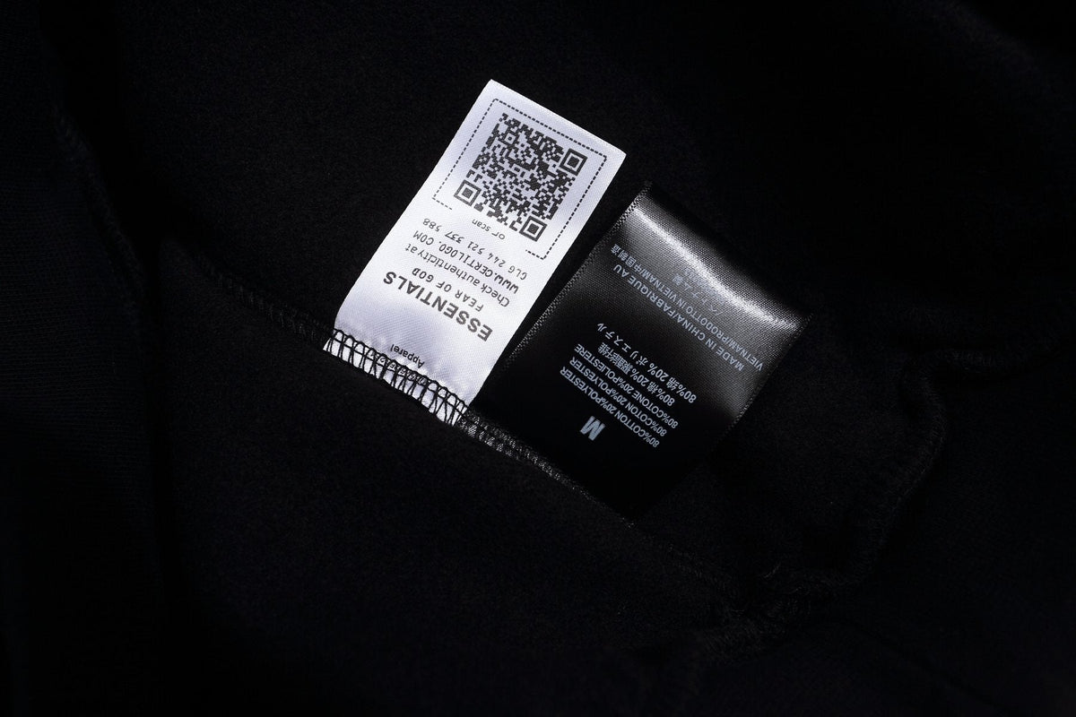 Fear of God Essentials Arched Graphic Hoodie in Black — neck_label