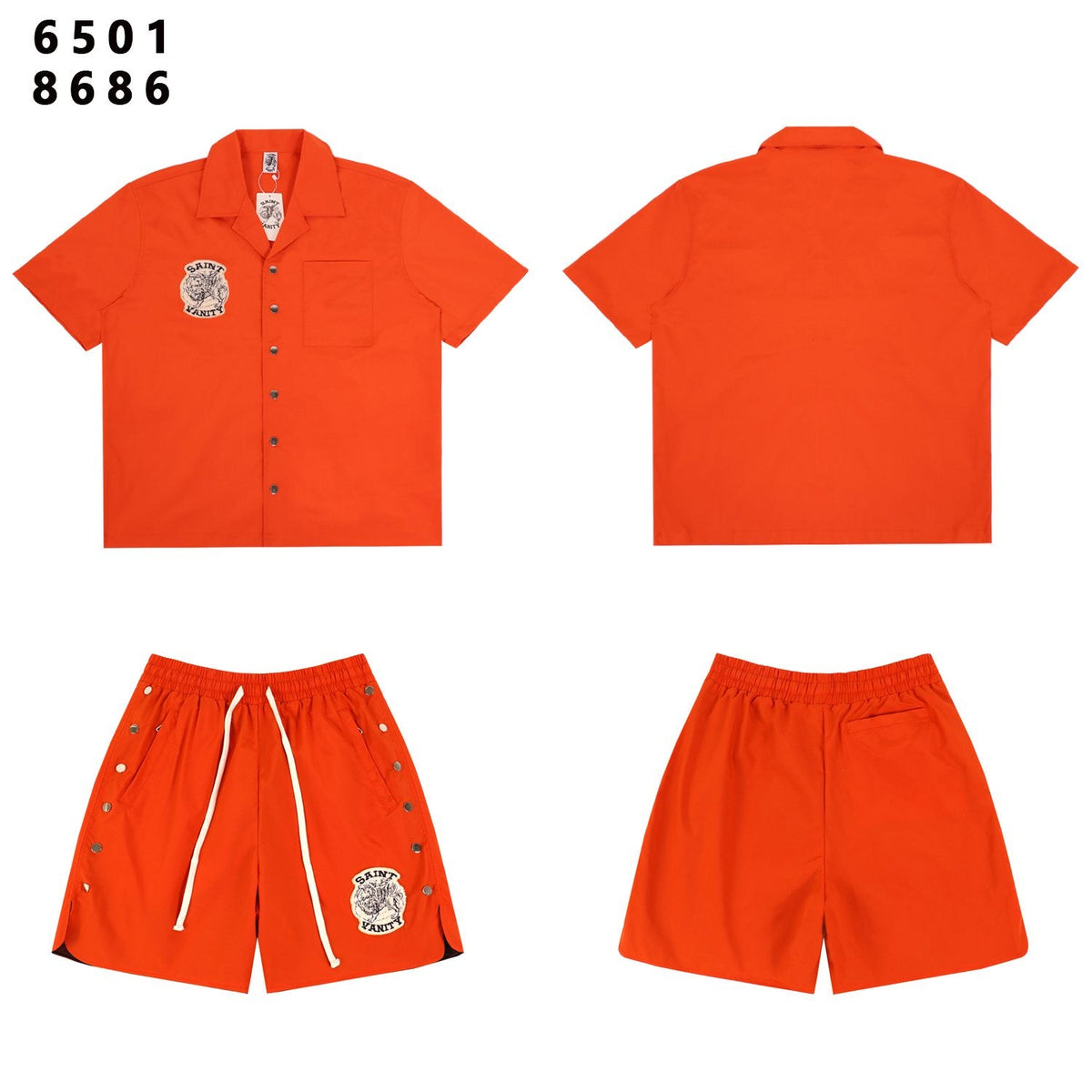 SAINT Tiger Patch Short-Sleeve Shirt & Shorts Set — front
