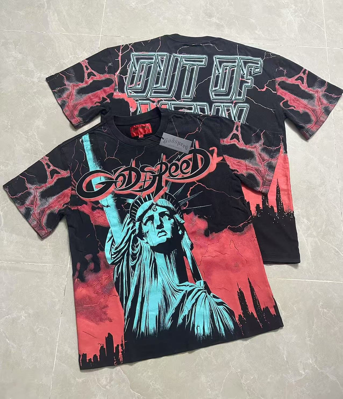 Godspeed Out of Many One Statue Graphic T-Shirt — context