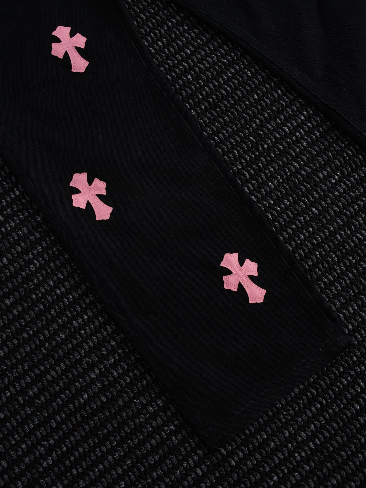 Chrome Hearts Pink Cross Patch Black Jeans — detail