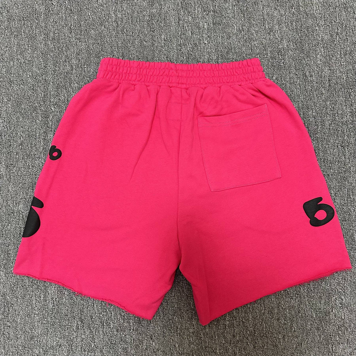 Sp5der Pink Graphic Terry Shorts — back