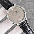 Omega Black Silver Dial Leather Strap Watch — hero