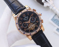 Patek Philippe Rose Gold Blue Black Dial Leather Strap Watch — hero