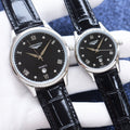 Longines Black Dial Leather Strap Watch — hero