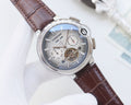 Cartier Brown Silver Dial Leather Strap Watch — hero
