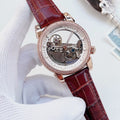 Patek Philippe Rose Gold Burgundy Strap Watch — hero