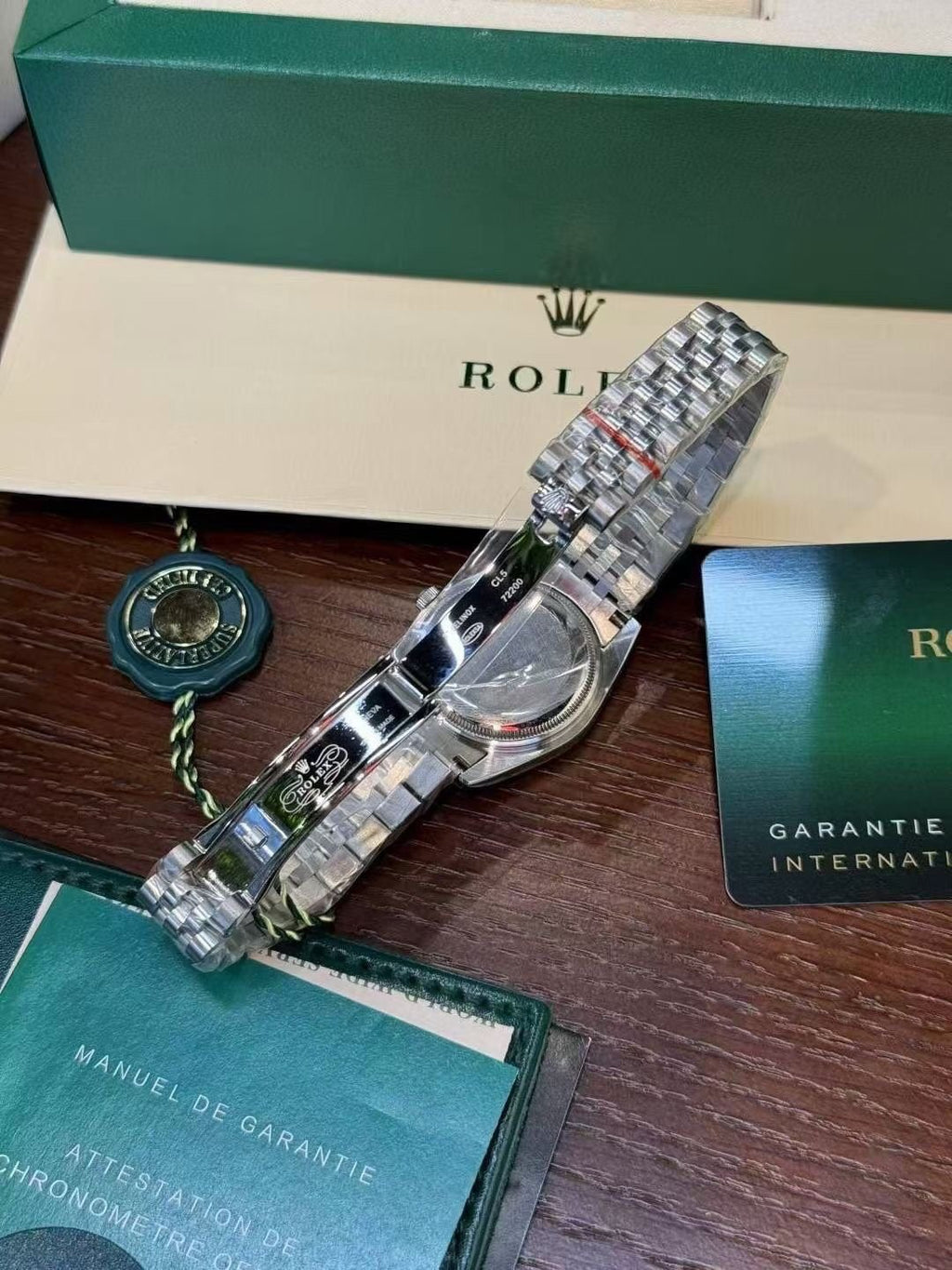 Rolex Iridescent Dial Metal Bracelet Watch — side