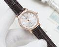 Longines Brown Rose Gold White Dial Leather Strap Watch — hero