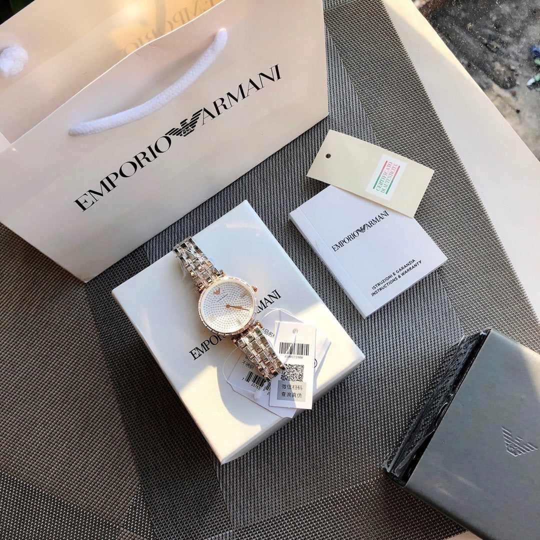EMPORIO ARMANI Crystal Dial Watch — front