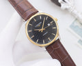 Longines Gold Brown Black Dial Strap Watch — hero