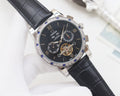 OMEGA Black Silver Blue Dial Strap Watch — hero