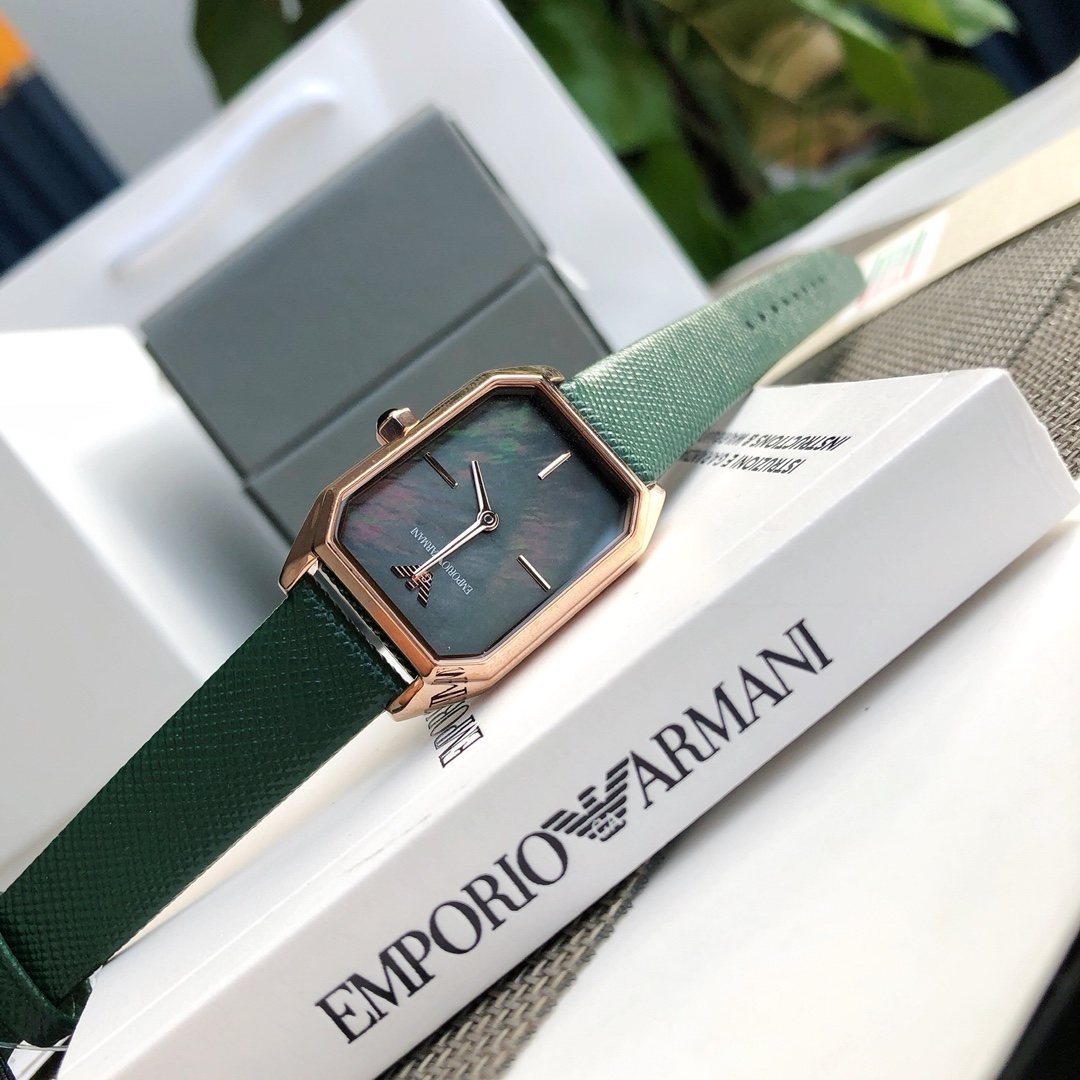 Armani Dark Green Strap Watch — front