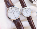Longines Silver Brown White Dial Leather Strap Couple Watch Set — hero