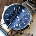 EMPORIO ARMANI Blue Dial Chronograph Watch — hero