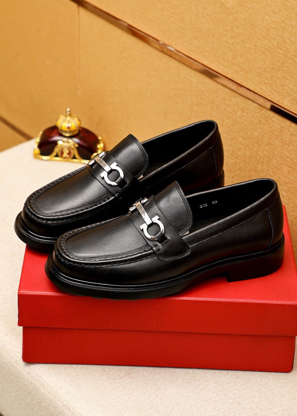 Salvatore Ferragamo Black Hardware Loafers — front