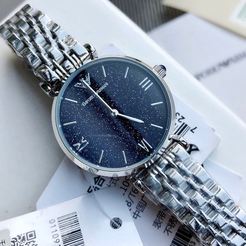 EMPORIO ARMANI Blue Dial Two-Tone Watch — hero