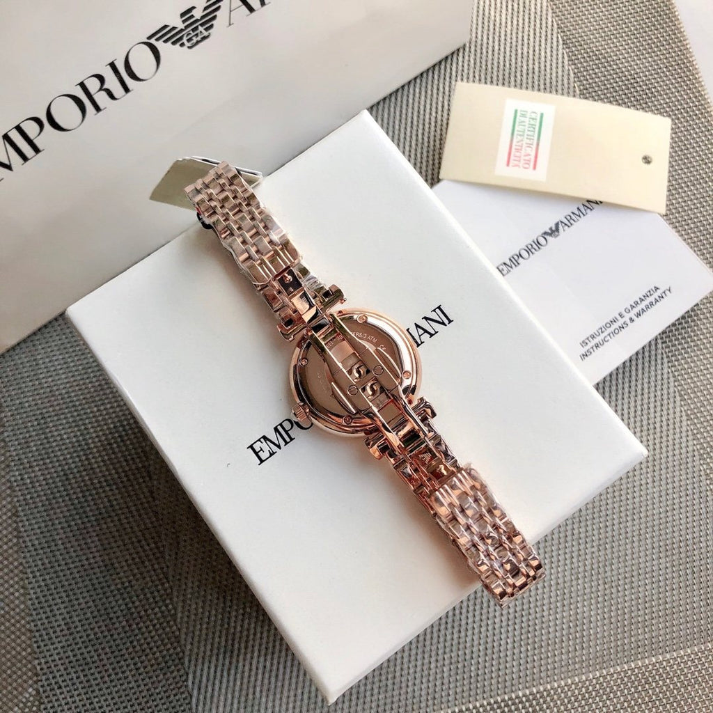Armani Rose Gold White Dial Watch — back