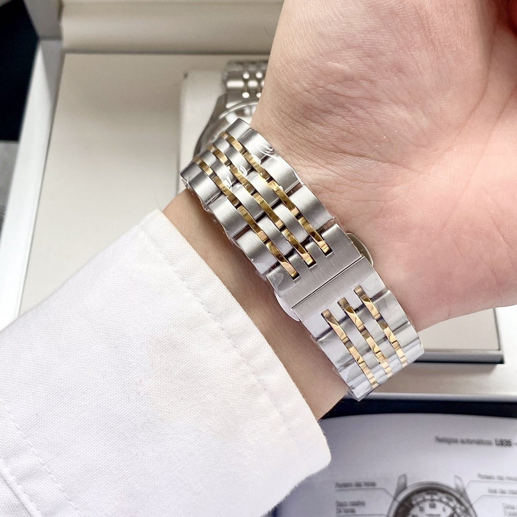 Longines Two Tone Silver White Dial Bracelet Watch — detail