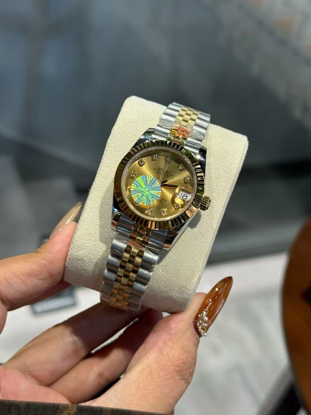 Rolex Gold Dial Two-Tone Watch — front