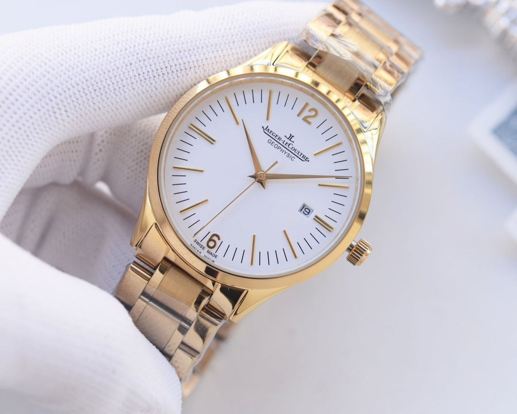 Jaeger-LeCoultre Gold White Dial Bracelet Watch — front