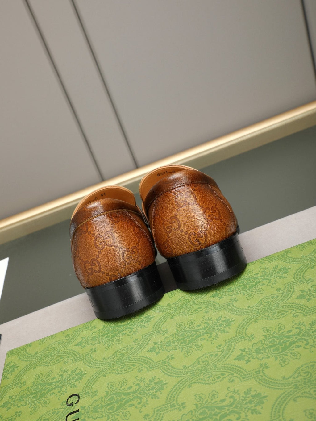 Gucci Brown Monogram Hardware Loafers — side