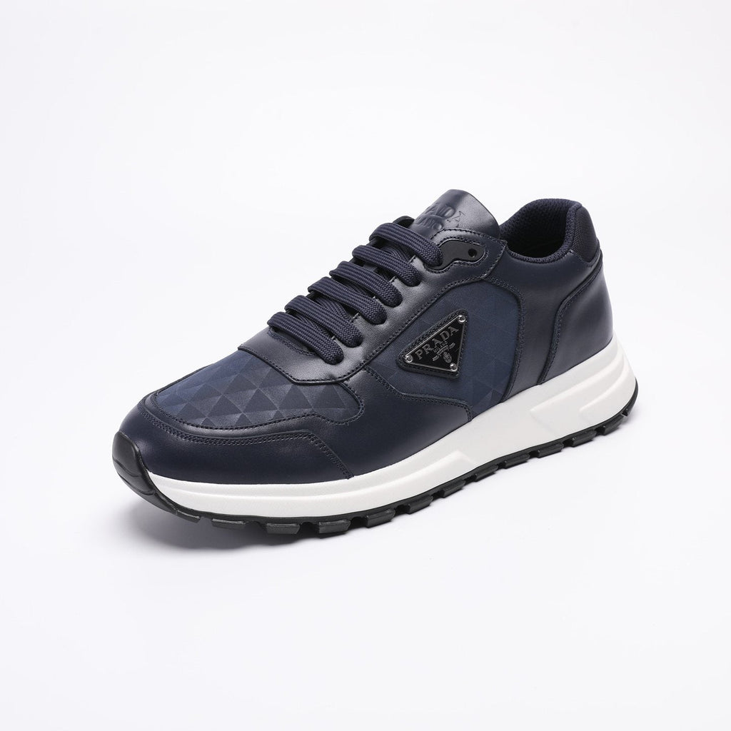 Prada Navy Textured Low-Top Sneakers — front