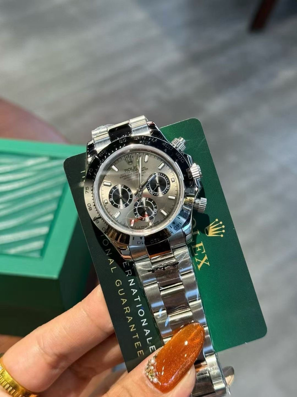 Rolex Silver Rose Gold Watch — front