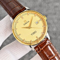 Omega Two Tone Brown Strap Watch — hero