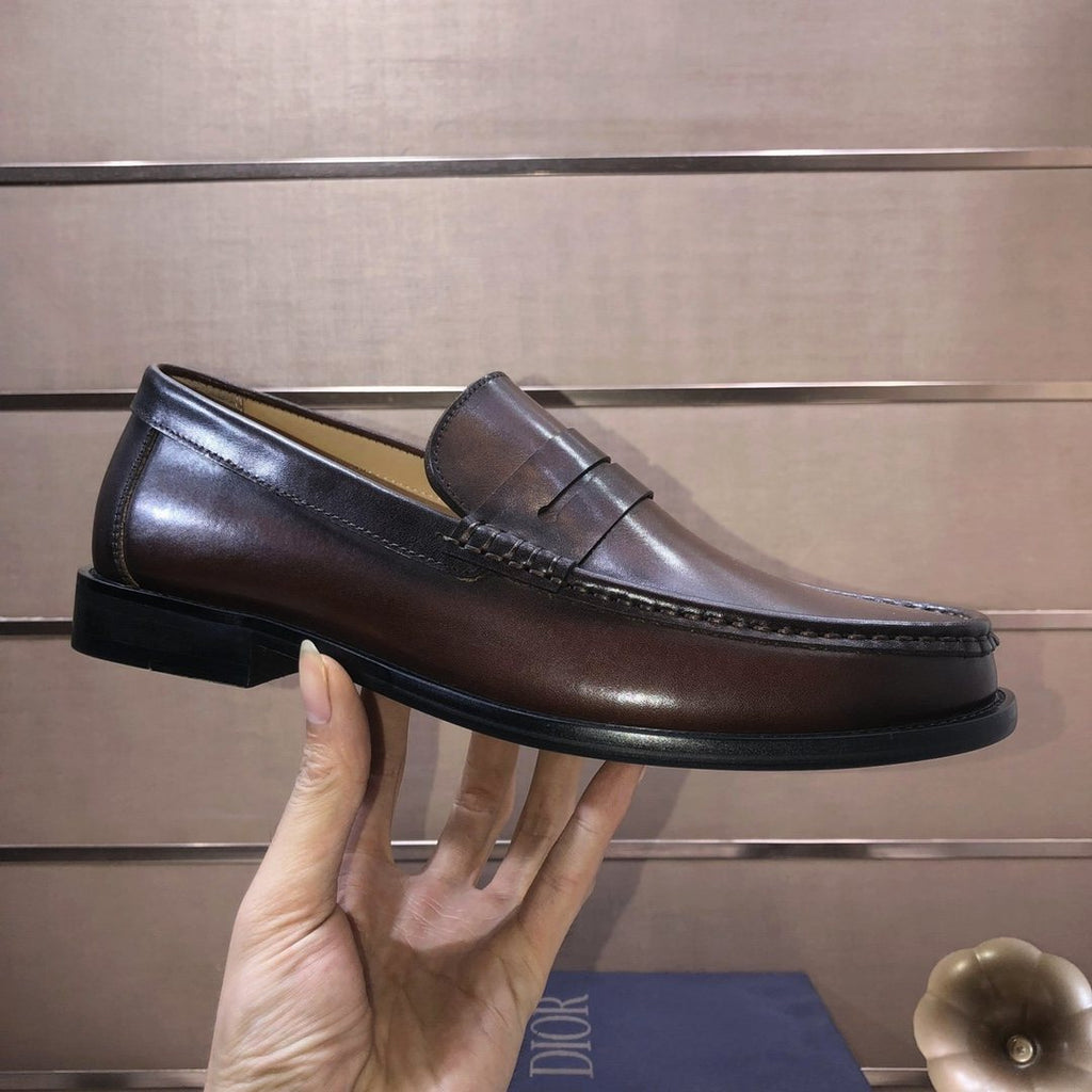 Dior Dark Brown Penny Loafers — side