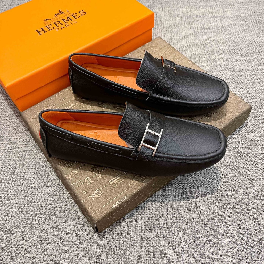 Hermès Black Bar Loafers — front
