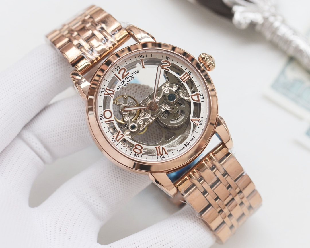 Patek Philippe Rose Gold Bracelet Watch — front