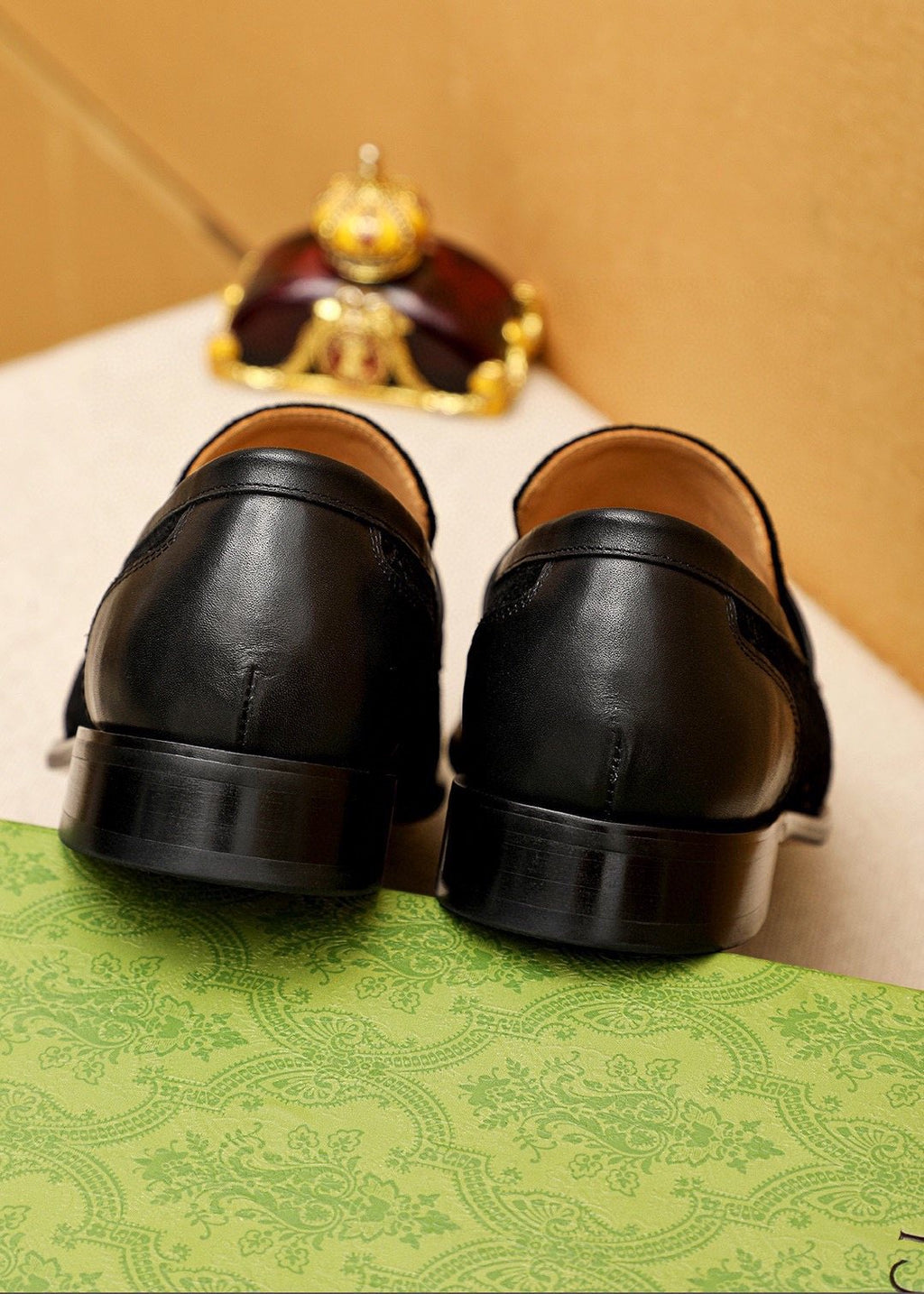 GUCCI Black Patterned Loafers — back