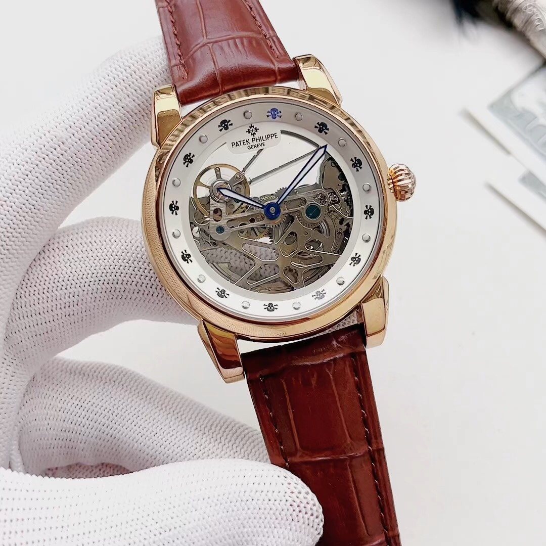 Patek Philippe Rose Gold Skeleton Dial Watch — hero