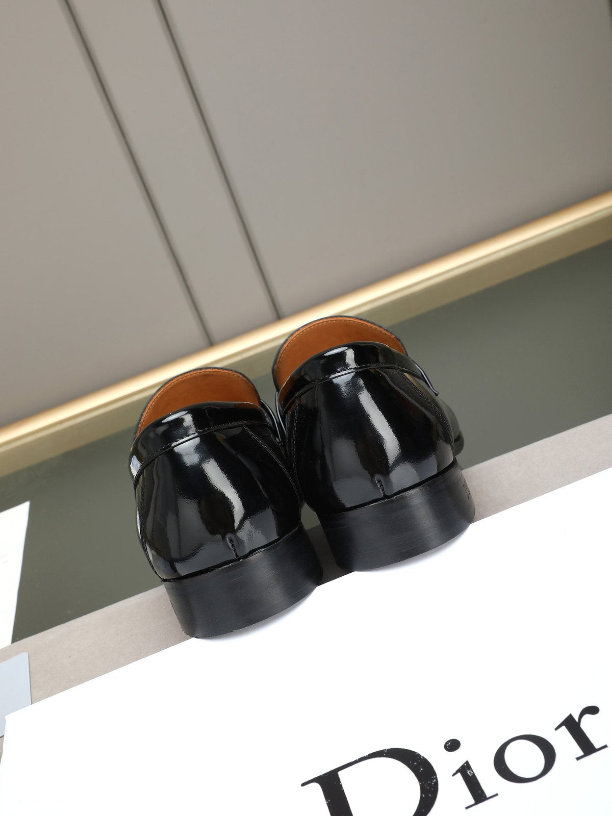 Dior Black Gold-Buckle Slip-On Dress Shoes — back