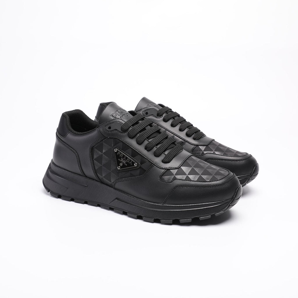 Prada Black Triangle-Plaque Sneakers — front
