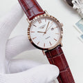 Longines Rose Gold-Tone Burgundy Strap Watch — hero