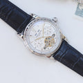 Patek Philippe Silver Black White Dial Strap Watch — hero