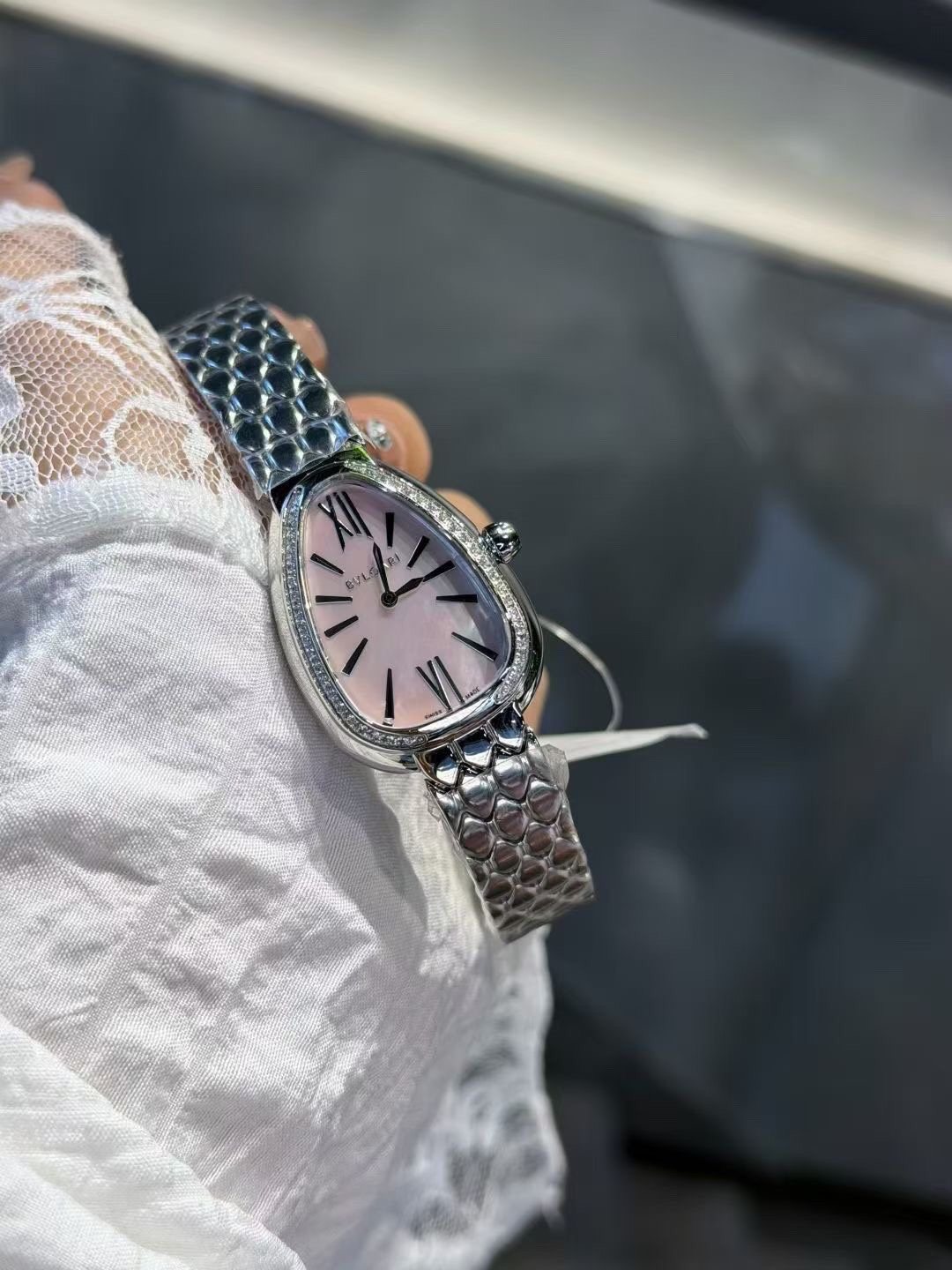 Bvlgari Pale Pink Dial Bracelet Watch — front