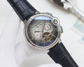 Cartier Black Silver White Dial Leather Strap Watch — hero