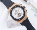 Audemars Piguet Rose Gold Black White Dial Strap Watch — hero