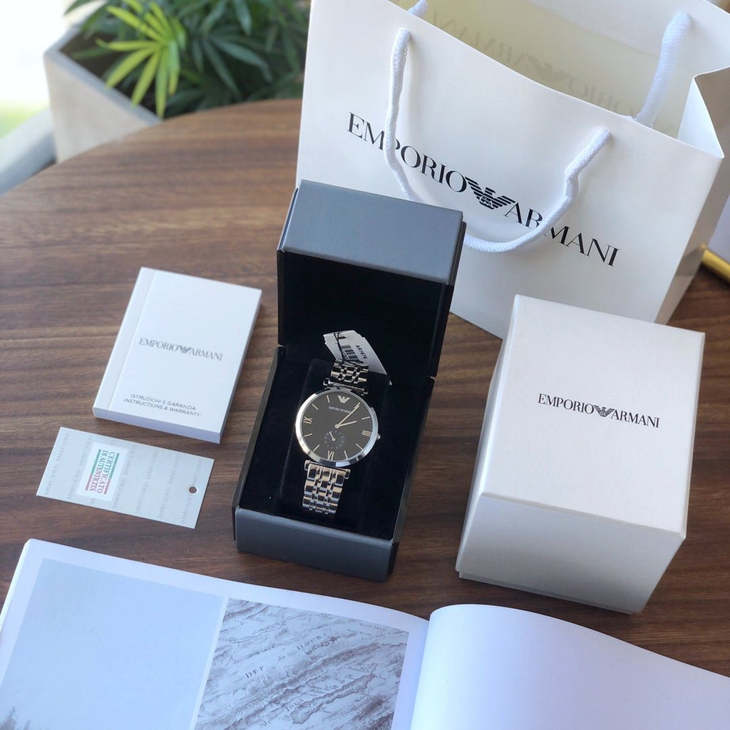 EMPORIO ARMANI Black Dial Bracelet Watch — front