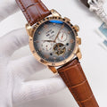 OMEGA Brown Rose Gold Silver Dial Strap Watch — hero